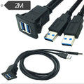 2m ABS Shell Flush Mount USB 3.0 Dock Car Ship Motorcycle Dashboard Panel Male to Female Data Waterproof Extension Cord, For Cable Length: 2m