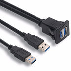 2m ABS Shell Flush Mount USB 3.0 Dock Car Ship Motorcycle Dashboard Panel Male to Female Data Waterproof Extension Cord, For Cable Length: 2m
