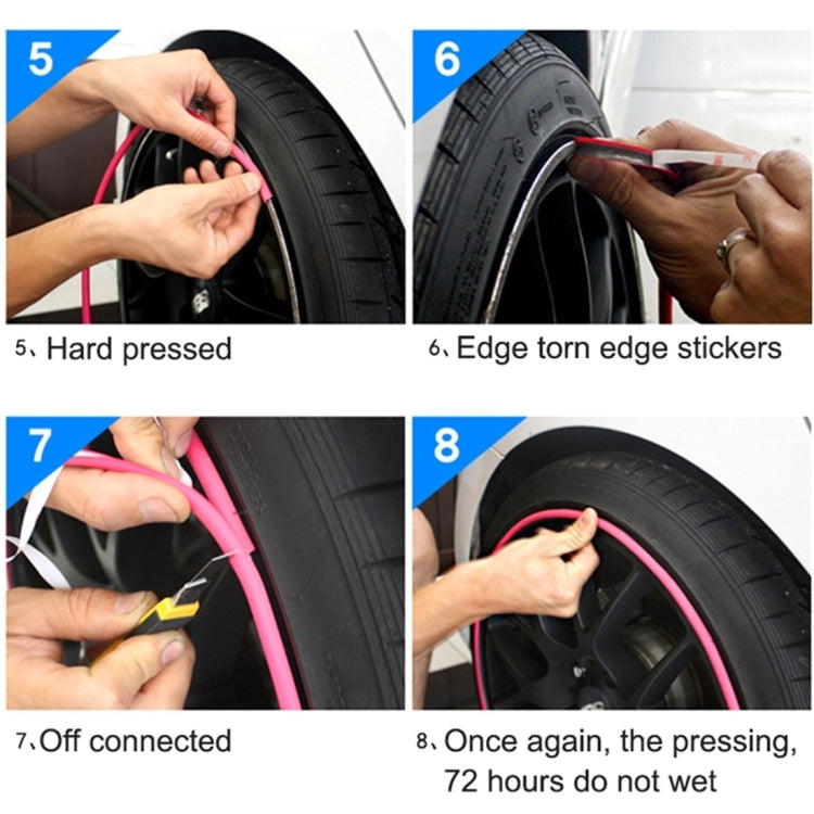 Universal Decorative Scratchproof Stickup 8M Flexible Car Wheel Hub TRIM Mouldings Shining Decoration Strip, 8m, 8m Shining