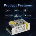 S-24W-12 24W AC 220V to DC 12V 2A Car Regulated Switching Power Supply, S-24W-12