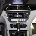 Car German Flag Carbon Fiber Central Control CD Panel Decorative Sticker for Mercedes-Benz W204 2011-2013 7-buttons, Central Control CD Panel (German Flag)
