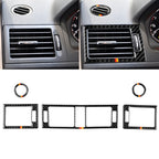 Car German Flag Carbon Fiber Air Outlet Ring + Intermediate Air Outlet + Side Air Outlet Panel Decorative Sticker for Mercedes-Benz W204 207-2010, Air Outlet (German Flag)