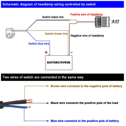 Motorcycle Headlight Auxiliary Light Waterproof Aluminum Alloy Double Flash Switches with Indicator Light, Double Flash