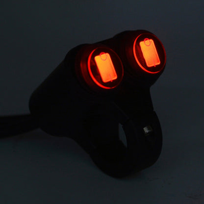 Motorcycle Headlight Auxiliary Light Waterproof Aluminum Alloy Double Flash Switches with Indicator Light, Double Flash