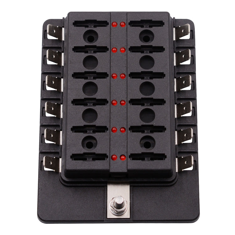 1 in 12 Out Fuse Box PC Terminal Block Fuse Holder Kits with LED Warning Indicator for Auto Car Truck Boat, 1 in 12 Out (PC Terminal Block)