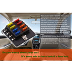 1 in 8 Out Fuse Box PC Terminal Block Fuse Holder Kits with LED Warning Indicator for Auto Car Truck Boat, 1 in 8 Out (PC Terminal Block)