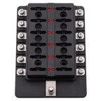 1 in 12 Out Fuse Box Screw Terminal Section Fuse Holder Kits with LED Warning Indicator for Auto Car Truck Boat, 1 in 12 Out (Screw Terminal Section)