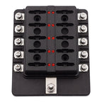 1 in 10 Out Fuse Box Screw Terminal Section Fuse Holder Kits with LED Warning Indicator for Auto Car Truck Boat, 1 in 10 Out (Screw Terminal Section)