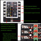 1 in 10 Out Fuse Box Screw Terminal Section Fuse Holder Kits with LED Warning Indicator for Auto Car Truck Boat, 1 in 10 Out (Screw Terminal Section)