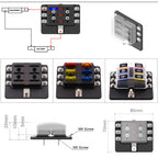 1 in 6 Out 6 Way Circuit Fuse Box Screw Terminal Section Fuse Holder Kits with LED Warning Indicator for Auto Car Truck Boat, 1 in 6 Out (Screw Terminal Section)