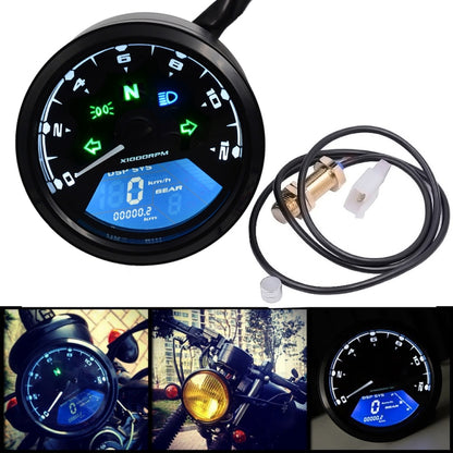 Motorcycle LCD Digital Tachometer Speedometer Odometer Gauge, CS-363