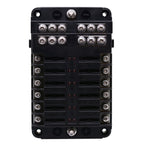 Independent Positive and Negative 1 in 12 Out 12 Way Circuit Blade Fuse Box Fuse Holder Kits with LED Warning Indicator for Auto Car Truck Boat, 1 in 12 Out