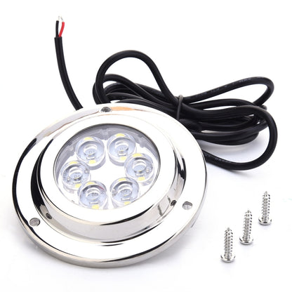 DC 10-30V 12W IP68 316 Stainless 6 LEDs White Light Underwater Light Boat High Power Bright for Marine / Yacht, 12W White Light