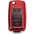 TPU One-piece Electroplating Opening Full Coverage Car Key Case for Volkswagen Lavida / SAGITAR / Jetta / C-TREK / BORA / Tiguan / Santana / POLO, Red, Pink, Blue, Silver
