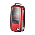 TPU One-piece Electroplating Opening Full Coverage Car Key Case for Volkswagen Lavida / SAGITAR / Jetta / C-TREK / BORA / Tiguan / Santana / POLO, Red, Pink, Blue, Silver