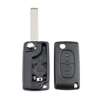 For PEUGEOT Car Keys Replacement 2 Buttons Square Car Key Case with Grooved and Holder, 2 Buttons Square with Grooved