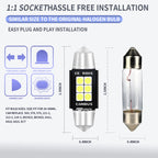 2 PCS 39mm DC12V-24V 3W 6000K 660LM 6LEDs SMD-3030 Car Reading Lamp / License Plate Light, 39mm (3W)