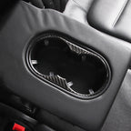 Car Carbon Fiber Rear Armrest Water Cup Holder Panel Decorative Sticker for Volkswagen Touareg, Rear Armrest Water Cup Holder