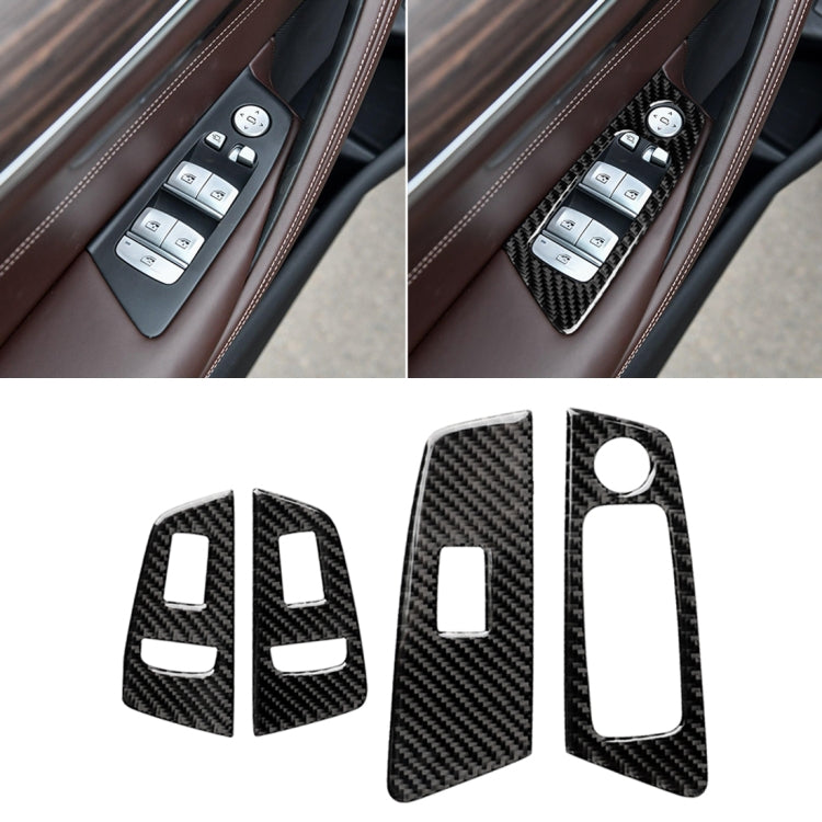 Car Carbon Fiber Door Window Lift Panel Decorative Sticker for BMW 5 Series G38 528Li / 530Li / 540Li 2018, Left Drive, Door Window Lift, B