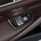 Car Carbon Fiber Door Window Lift Panel Decorative Sticker for BMW 5 Series G38 528Li / 530Li / 540Li 2018, Left Drive, Door Window Lift
