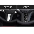 Car Carbon Fiber Steering Wheel Decorative Sticker for BMW 5 Series G30/G38 X3 G01/G08, Steering Wheel