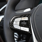 Car Carbon Fiber Steering Wheel Button Configuration B Decorative Sticker for BMW 5 Series G30/G38 X3 G01/G08, Steering Wheel Button