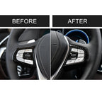 Car Carbon Fiber Steering Wheel Button Configuration B Decorative Sticker for BMW 5 Series G30/G38 X3 G01/G08, Steering Wheel Button