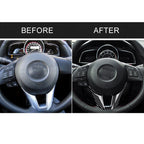 Car Carbon Fiber Steering Wheel Decorative Sticker for Mazda Axela 2014-2016, Steering Wheel