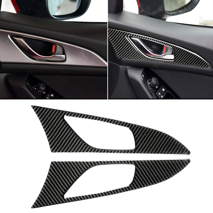 2 PCS Car Carbon Fiber Door Inner Handle Outer Frame Decorative Sticker for Mazda Axela 2014 / 2017-2018, Door Inner Handle Outer Frame