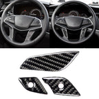 Car Carbon Fiber Steering Wheel Button Decorative Sticker for Cadillac XT5 2016-2017, Steering Wheel Button