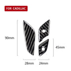 Car Carbon Fiber Steering Wheel Button Decorative Sticker for Cadillac XT5 2016-2017, Steering Wheel Button