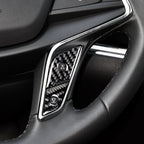 Car Carbon Fiber Steering Wheel Button Decorative Sticker for Cadillac XT5 2016-2017, Steering Wheel Button