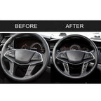 Car Carbon Fiber Steering Wheel Button Decorative Sticker for Cadillac XT5 2016-2017, Steering Wheel Button