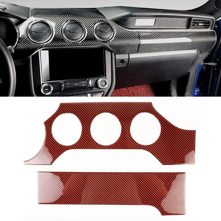 2 in 1 Car Carbon Fiber Dashboard Cover Panel Decorative Sticker for Ford Mustang 2015-2020, Dashboard Cover