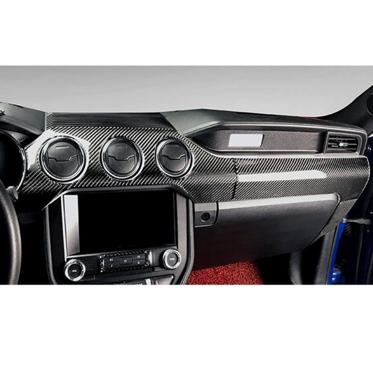 2 in 1 Car Carbon Fiber Dashboard Cover Panel Decorative Sticker for Ford Mustang 2015-2020, Dashboard Cover