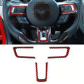 3 in 1 Car Carbon Fiber Steering Wheel Button Decorative Sticker for Ford Mustang 2015-2020, Steering Wheel Button
