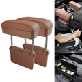 2 PCS Universal Car PU Leather Wrapped Armrest Box Cushion Car Armrest Box Mat with Storage Box, 2pcs(Brown), 2pcs(Black), 2pcs (Black Red), 2pcs(Black White), 2pcs(Grey), 2pcs(Beige)