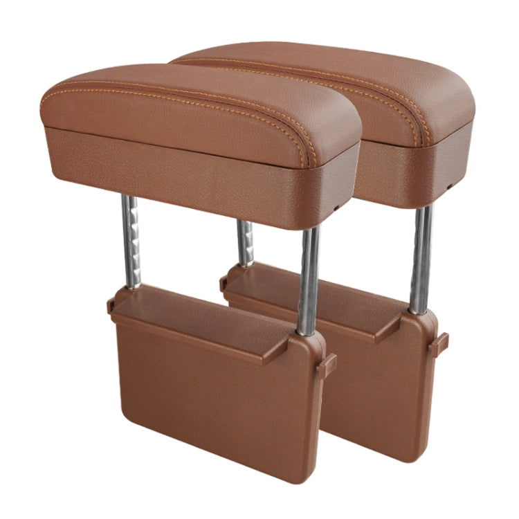 2 PCS Universal Car PU Leather Wrapped Armrest Box Cushion Car Armrest Box Mat with Storage Box, 2pcs(Brown), 2pcs(Black), 2pcs (Black Red), 2pcs(Black White), 2pcs(Grey), 2pcs(Beige)