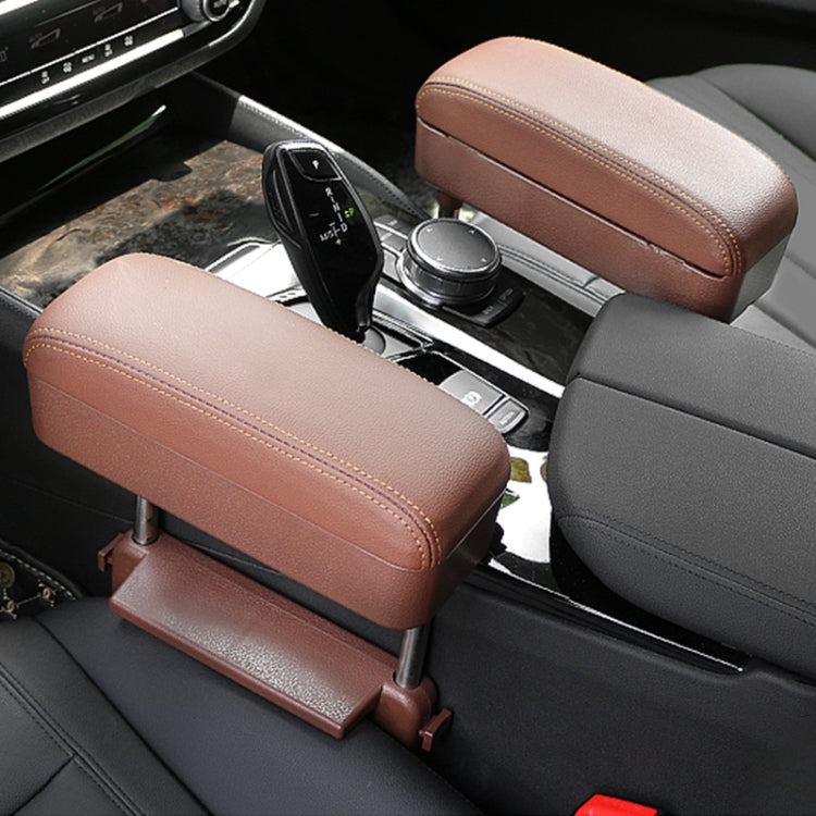 2 PCS Universal Car PU Leather Wrapped Armrest Box Cushion Car Armrest Box Mat with Storage Box, 2pcs(Brown), 2pcs(Black), 2pcs (Black Red), 2pcs(Black White), 2pcs(Grey), 2pcs(Beige)