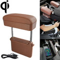 Universal Car Wireless Qi Standard Charger PU Leather Wrapped Armrest Box Cushion Car Armrest Box Mat with Storage Box, 1pc(Brown), 1pc(Black), 1pc(Black Red), 1pc(Black White), 1pc(Grey), 1pc(Beige)