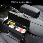2 PCS Universal Car Wireless Qi Standard Charger PU Leather Wrapped Armrest Box Cushion Car Armrest Box Mat with Storage Box, 2pcs(Beige), 2pcs(Brown), 2pcs(Black Red), 2pcs(Black White), 2pcs(Grey)