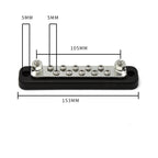 10 Way Power Distribution Bus Bar 10-bit Single Distribution Box for Car / RV / Boat, 10-bit