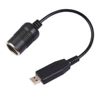 Car Converter USB Port to Car Cigarette Lighter Socket Female 5V to 12V Boost Power Adapter Cable, 5V to 12V