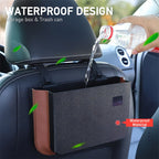 929 Car Foldable Hanging Trash Can Storage Bin, Black, Beige