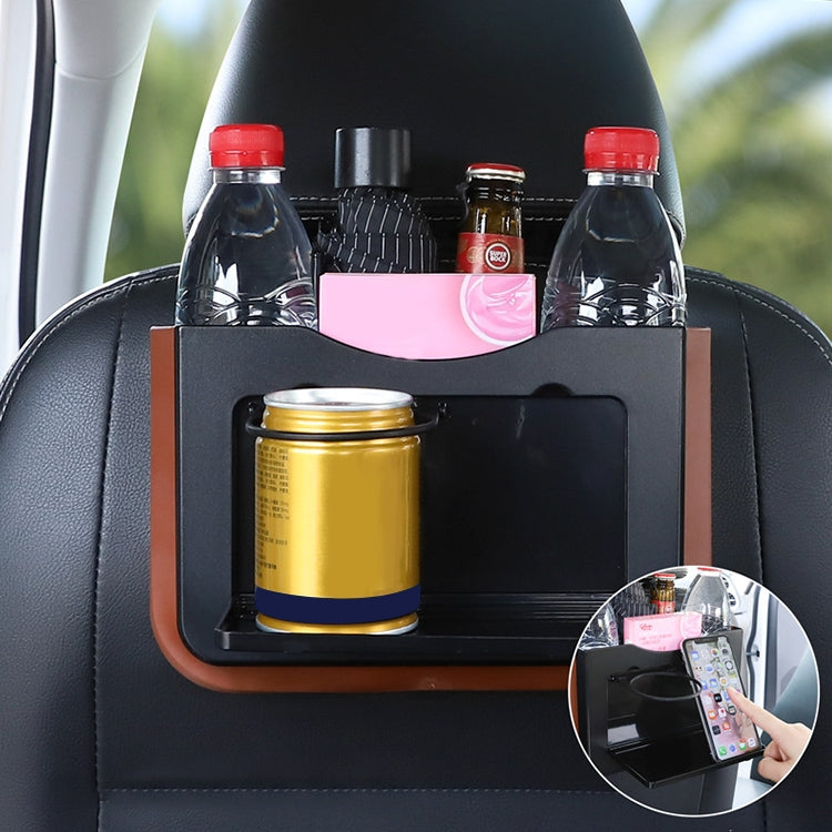 929 Car Foldable Hanging Trash Can Storage Bin with Small Table, with Small Table Black, with Small Table Beige