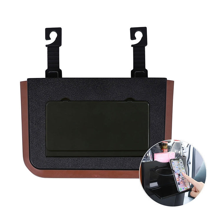 929 Car Foldable Hanging Trash Can Storage Bin with Small Table, with Small Table Black, with Small Table Beige