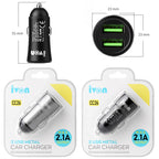 IVON CC26 5V 2.1A Dual USB Port Mini Car Charger, CC26 Black, CC26 Grey
