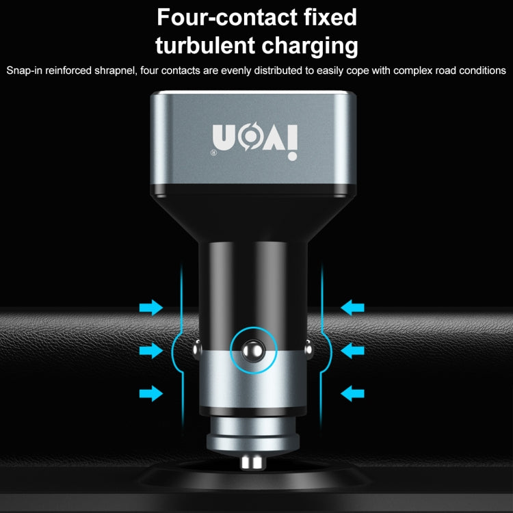 IVON CC43 45W PD 3.0 Dual USB-C / Type-C + QC 3.0 USB Port Square Car Charger, CC43