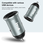 IVON CC37 15W 3.1A Dual USB Mini Car Charger + 1m USB to USB-C / Type-C Fast Charge Data Cable Set, USB-C / Type-C
