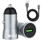 IVON CC39 18W 3.1A QC 3.0 USB Car Charger + 1m USB to 8 Pin Fast Charge Data Cable Set, 8 Pin